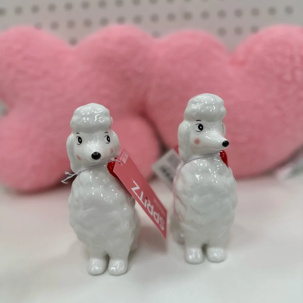 White Ceramic poodles Dog set